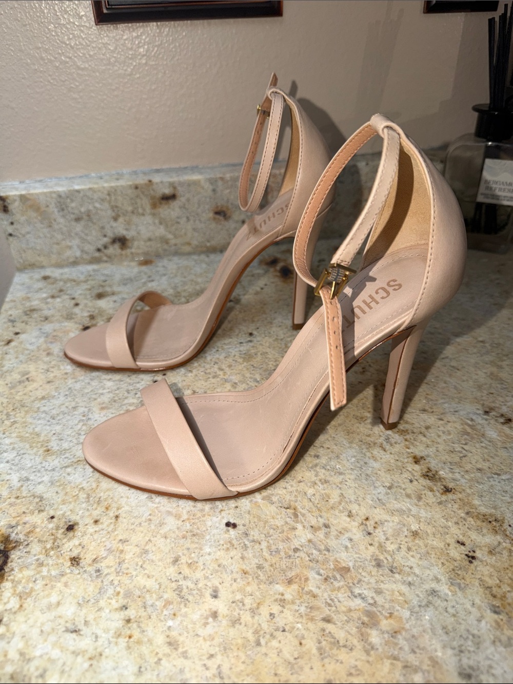NEW Schutz Nude Ankle-Strap Stiletto Sandals Cadey Lee 8 - Picture 3 of 11